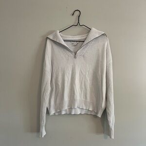 White Quarter-Zip Sweater